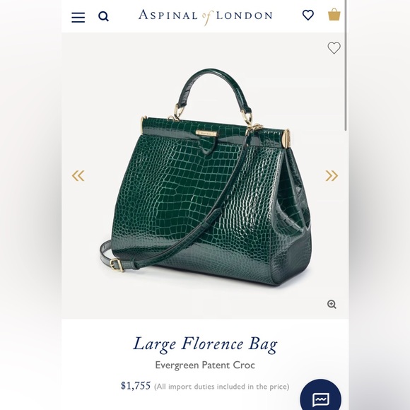 Aspinal of London Large Florence Bag Evergreen Patent Croc - Picture 2 of 15